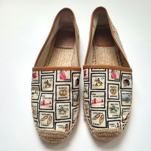 TORY BURCH *RARE* World Print Espadrille Shoes
